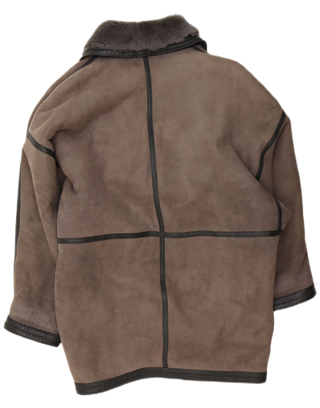 Vintage Damen Übergroßer Lammfellmantel UK 20 2XL Graues Leder