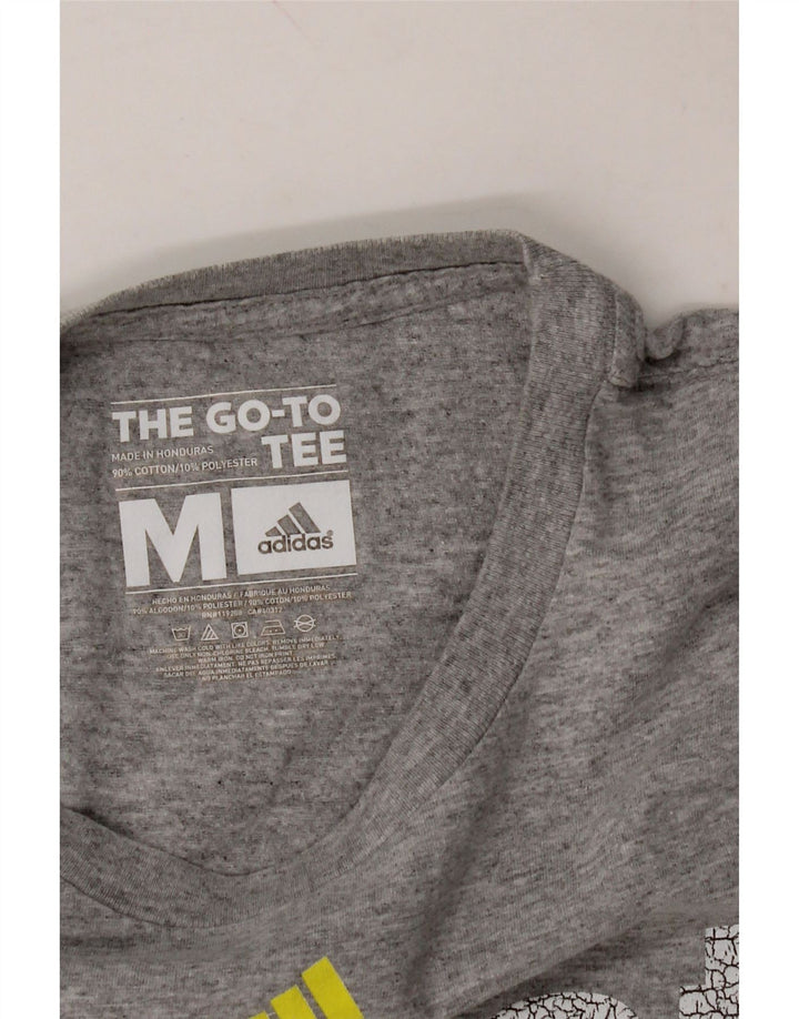ADIDAS Mens Graphic T-Shirt Top Medium Grey Cotton Vintage Adidas and Second-Hand Adidas from Messina Hembry 