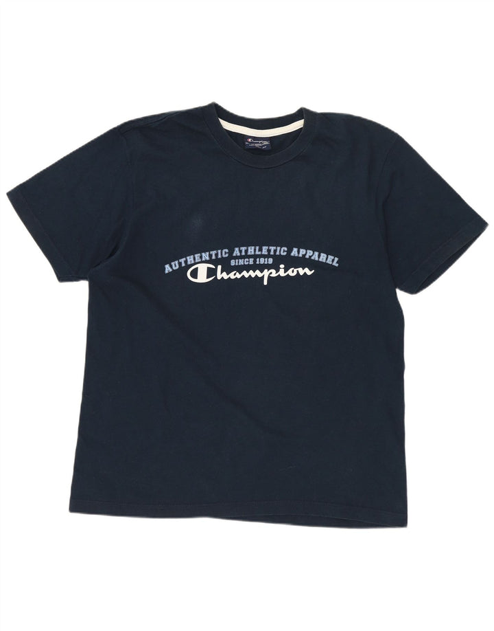 CHAMPION Herren-T-Shirt mit Grafik, Größe S, marineblau, Baumwolle