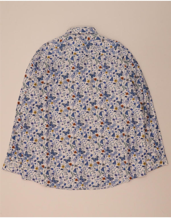 C&A Herren-Hemd in normaler Passform, Größe 47/48 3XL, blau geblümt, Baumwolle