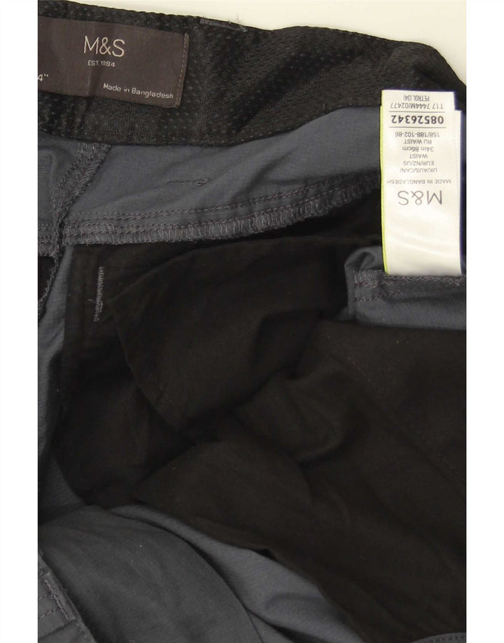 Marks & Spencer Herren Cargoshorts W34 Large Grau Baumwolle