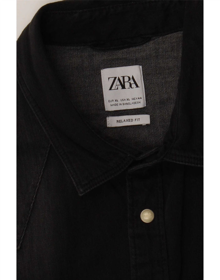 Zara Herren Jeanshemd XL Schwarz