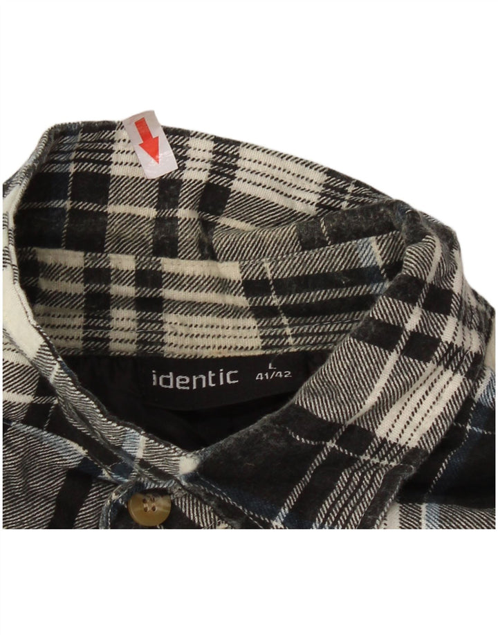 Identisches Lumberjack-Flanellhemd für Herren, Größe 41/42, groß, schwarz kariert, Baumwolle