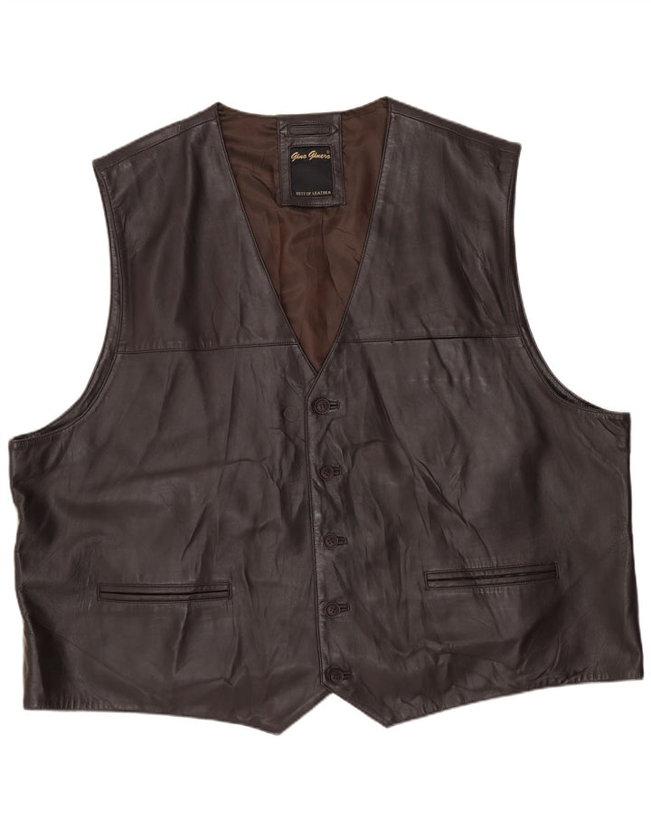 Vintage Herren Lederweste 2XL Braunes Leder