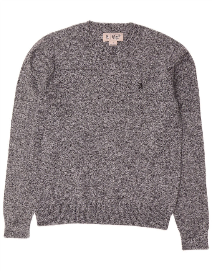 Penguin Herren-Pullover mit Rundhalsausschnitt, mittelgrau gesprenkelte Baumwolle
