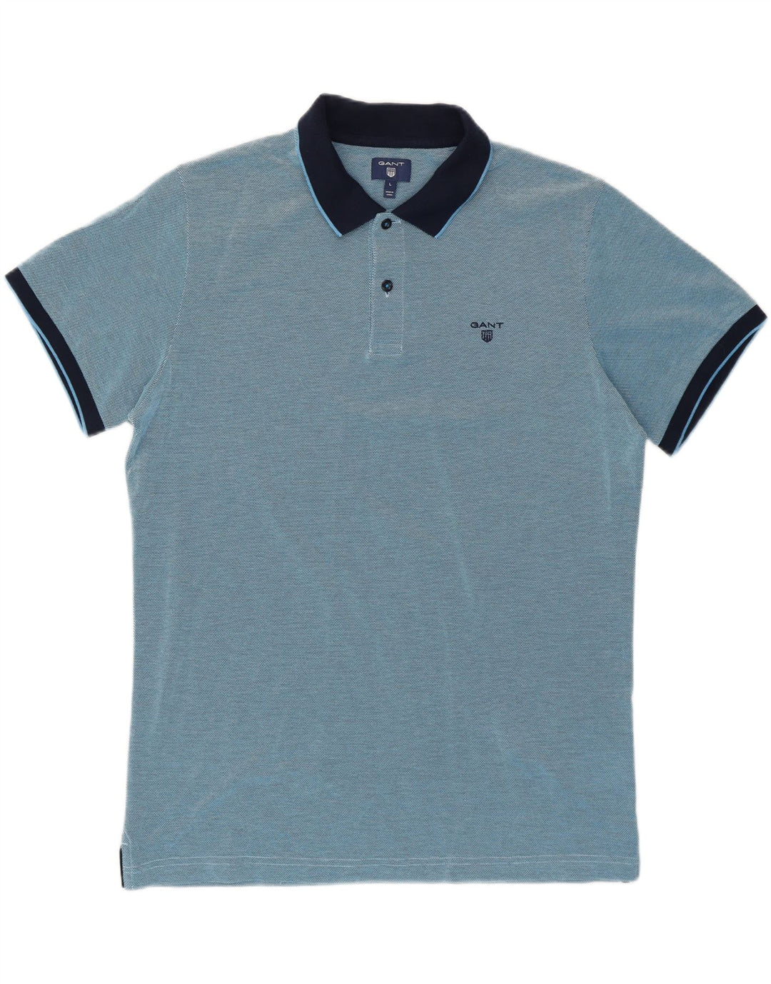 Gant Herren-Poloshirt, groß, blaue Colourblock-Baumwolle