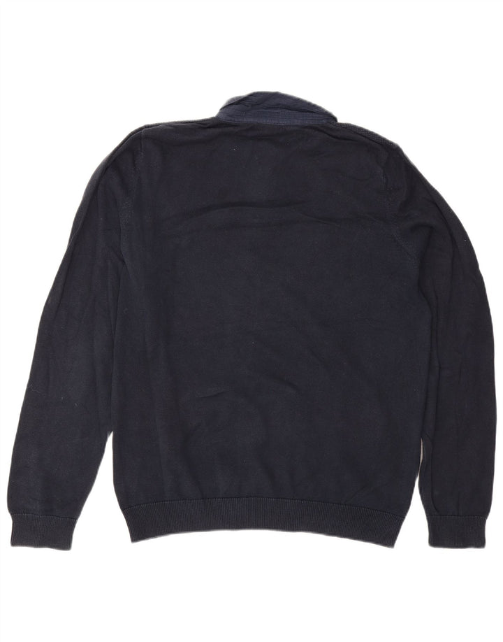 Marks & SPENCER Herren-Pullover mit Polokragen, Mittelblau