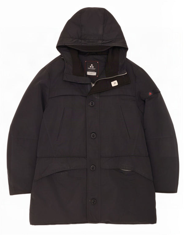 PEUTEREY Mens Hooded Parka Jacket UK 42 XL Black Polyamide