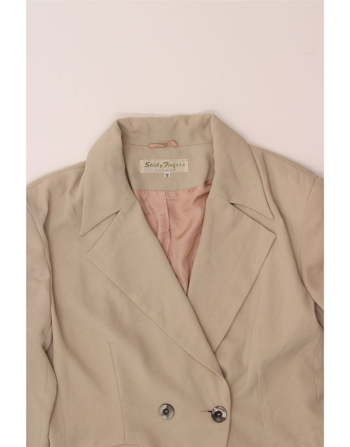 STICKY FINGERS Womens Longline Blazer Jacket UK 12 Medium Beige Vintage Sticky Fingers and Second-Hand Sticky Fingers from Messina Hembry 