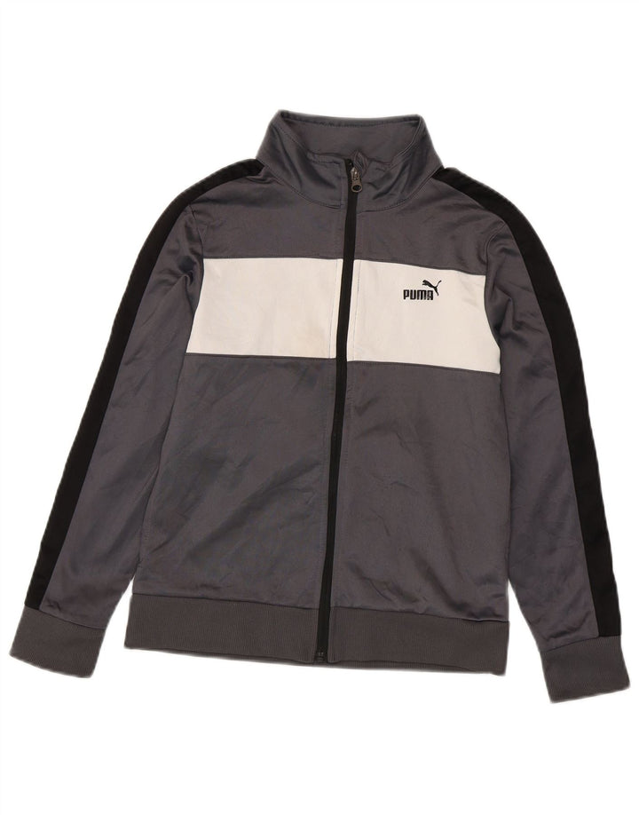 Puma Jungen-Trainingsanzug-Top-Jacke, 10–11 Jahre, Mittelgrau, Farbblock