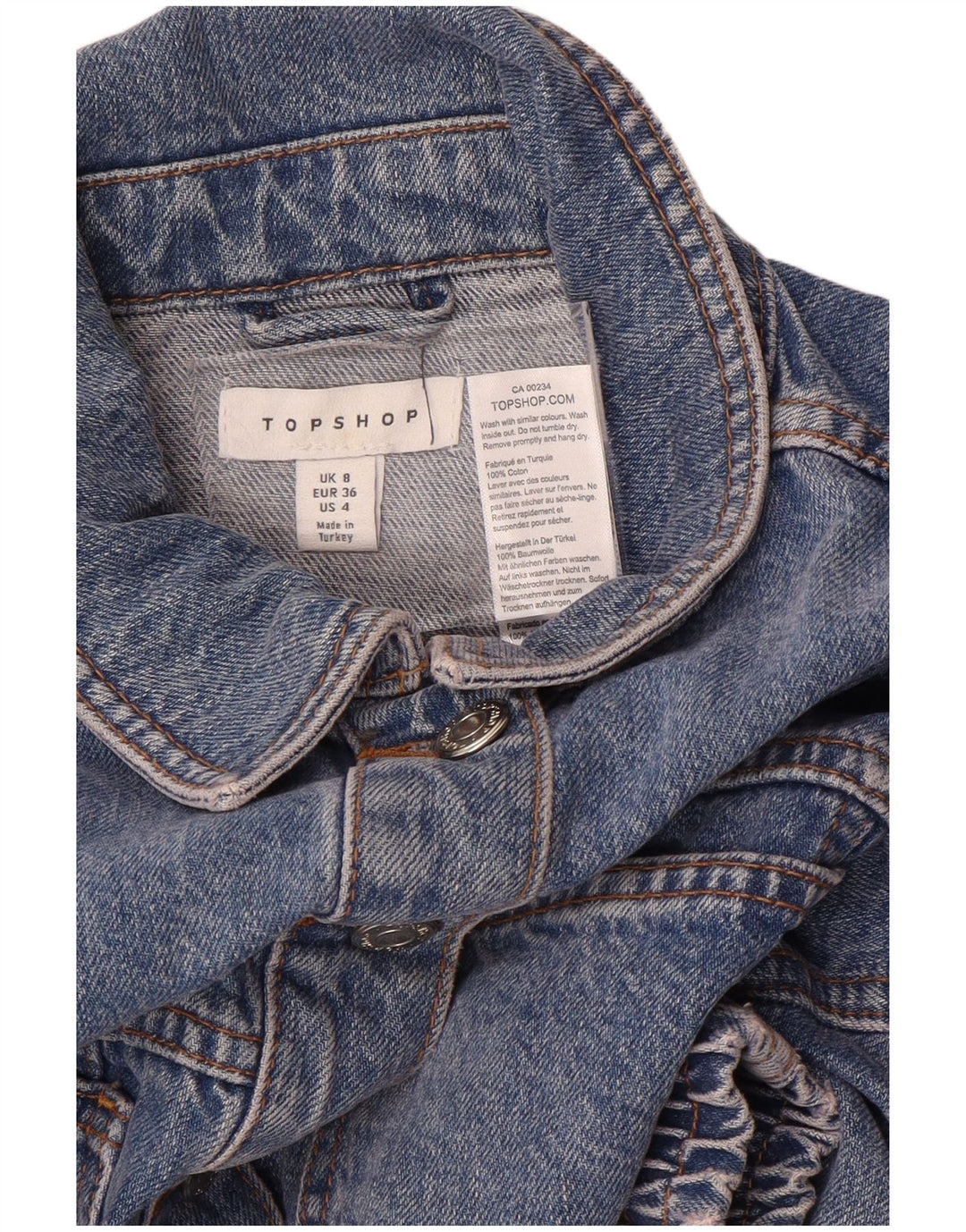 Topshop Damen Crop Denim Jacke UK 8 Small Blau