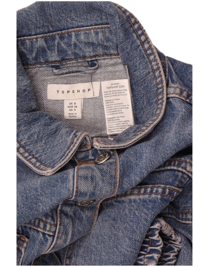 Topshop Damen Crop Denim Jacke UK 8 Small Blau