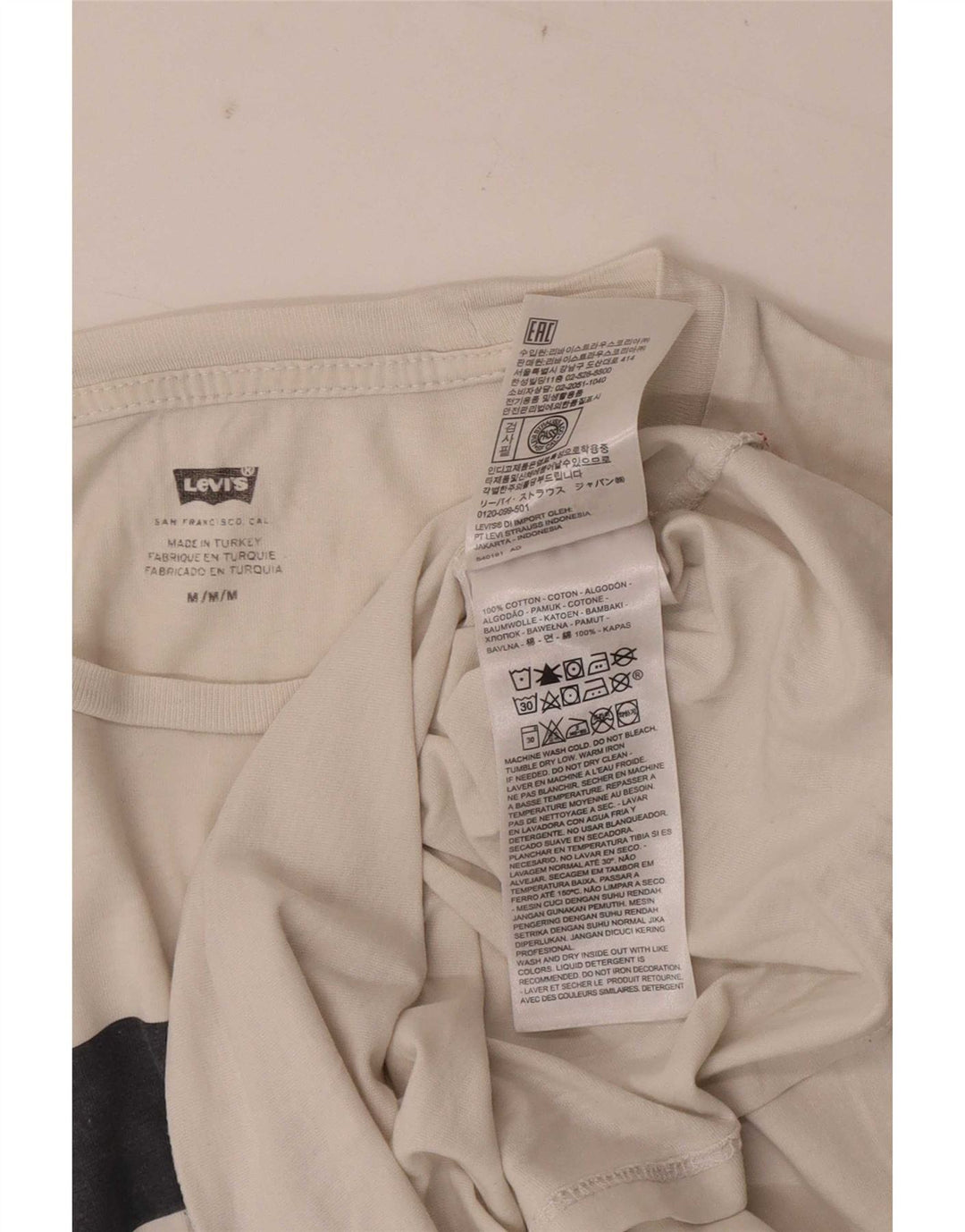 Levi's Herren Grafik-T-Shirt-Oberteil aus mittelweißer Colourblock-Baumwolle