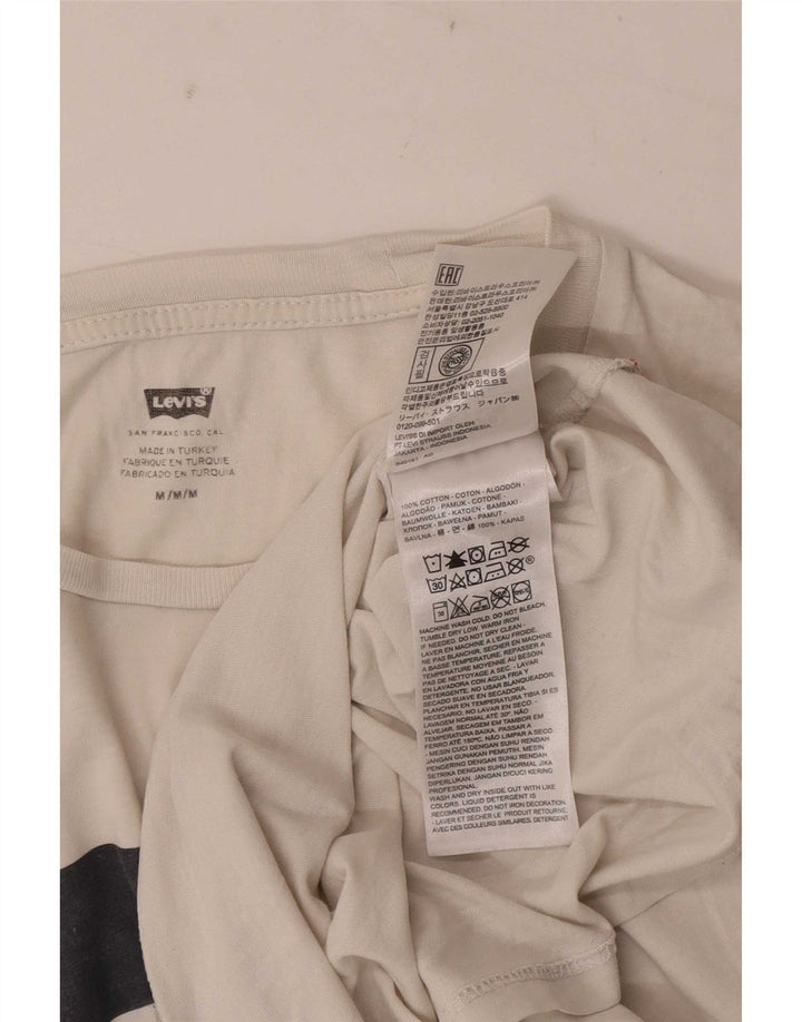 Levi's Herren Grafik-T-Shirt-Oberteil aus mittelweißer Colourblock-Baumwolle