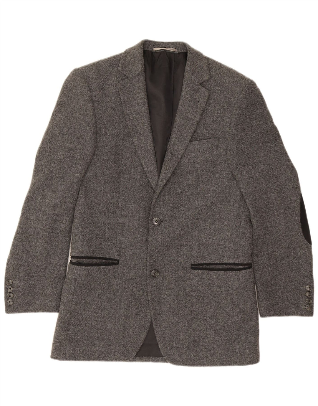 Vintage Herren 2 Knopf Blazer Jacke IT 46 Kleine graue Wolle