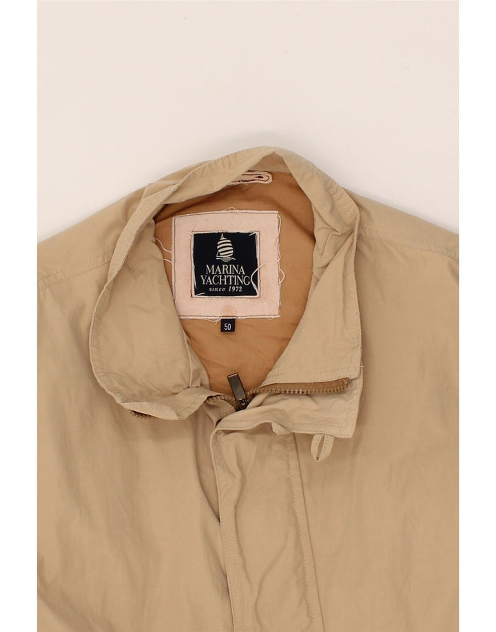 MARINA YACHTING Mens Bomber Jacket IT 50 Large Beige Cotton Vintage Marina Yachting and Second-Hand Marina Yachting from Messina Hembry 