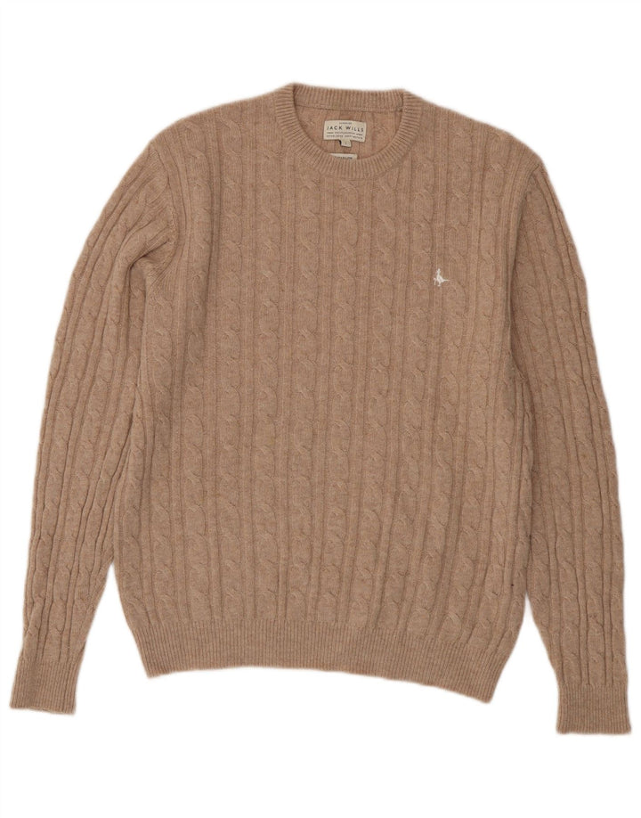 JACK WILLS Herren The Marlow Pullover mit Rundhalsausschnitt, Größe L, Beige