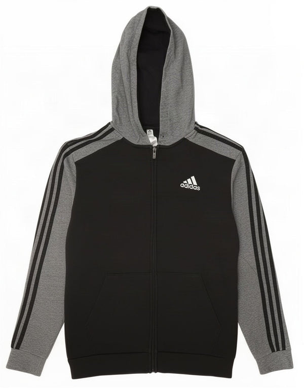 Adidas Herren-Kapuzenpullover mit Reißverschluss, Mittelschwarz, Colourblock-Baumwolle