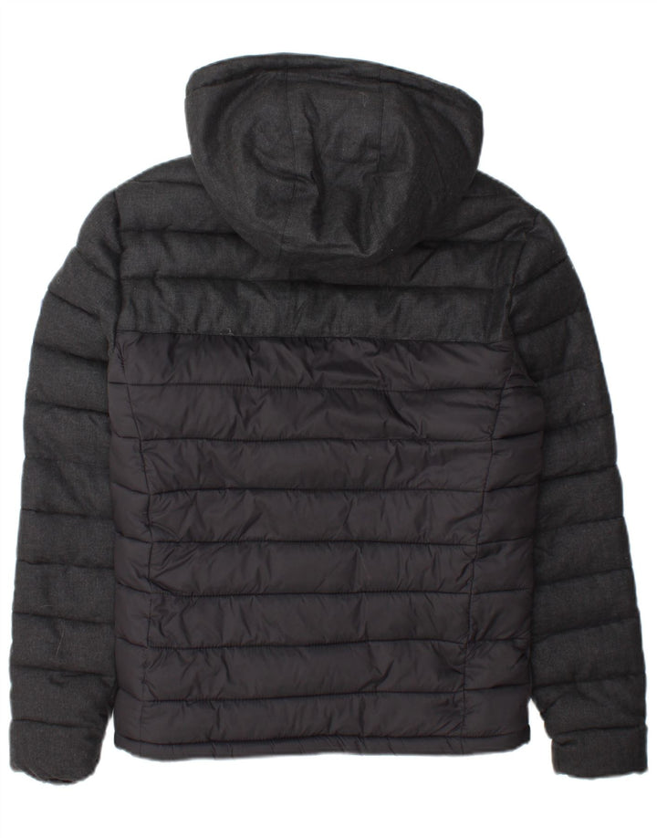 SUPERDRY Mens Hooded Padded Jacket UK 34 XS Grey Colourblock Polyester