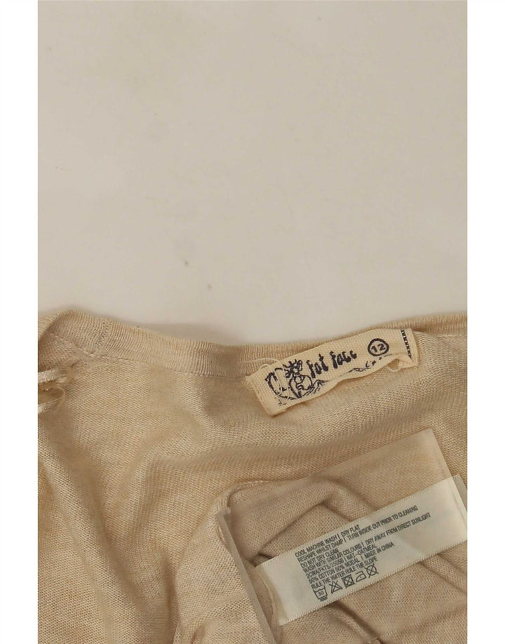 Fat Face Asymmetrisches, offenes Cardigan-Oberteil für Damen, UK 12, Mittelbeige meliert