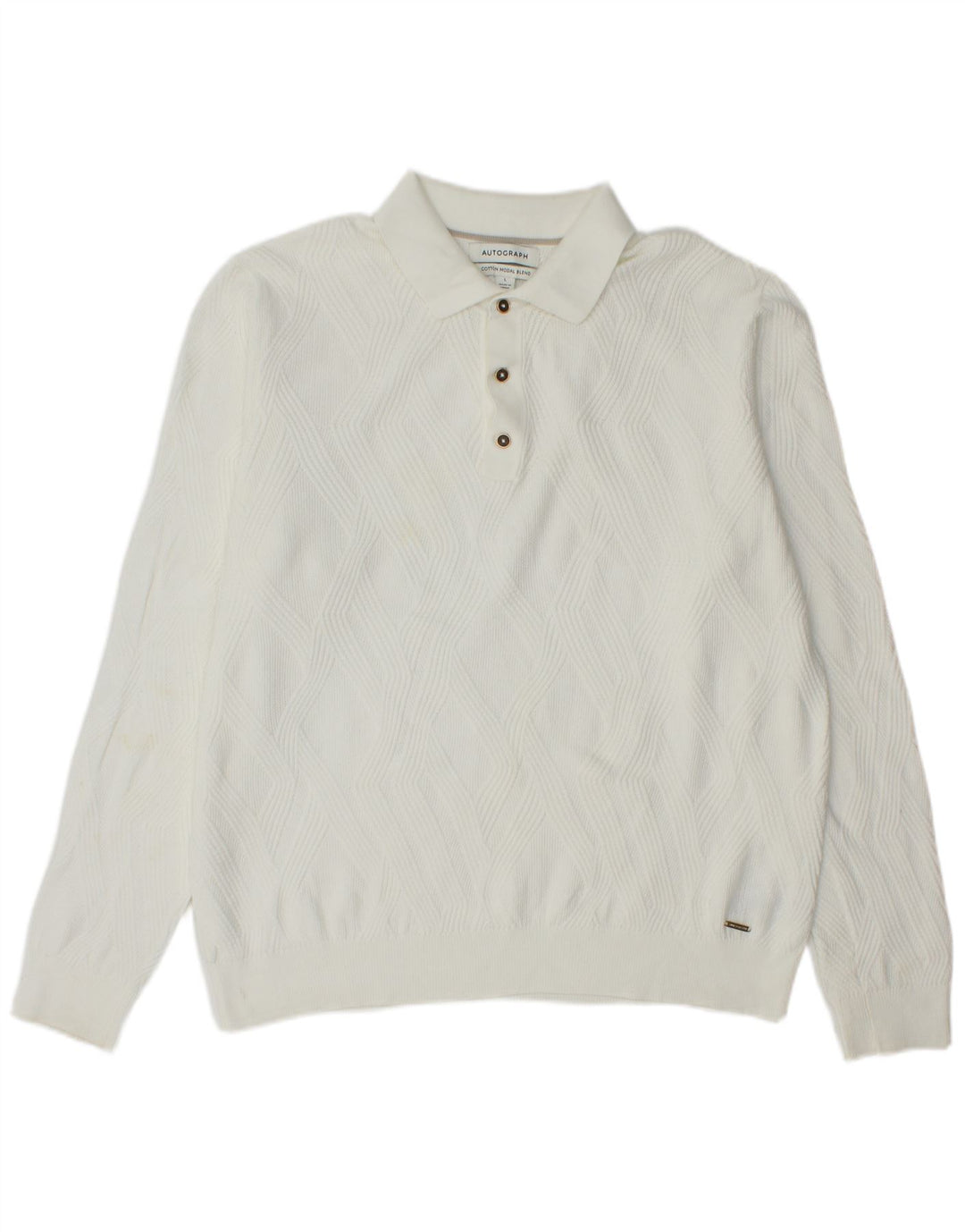Marks & Spencer Herren-Pullover „Autograph“ mit Rollkragen, Größe L, Baumwolle, Weiß