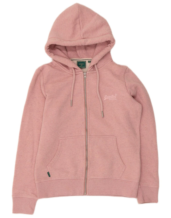 Superdry Damen-Kapuzenpullover mit Reißverschluss, UK 12, mittelrosa, Baumwolle