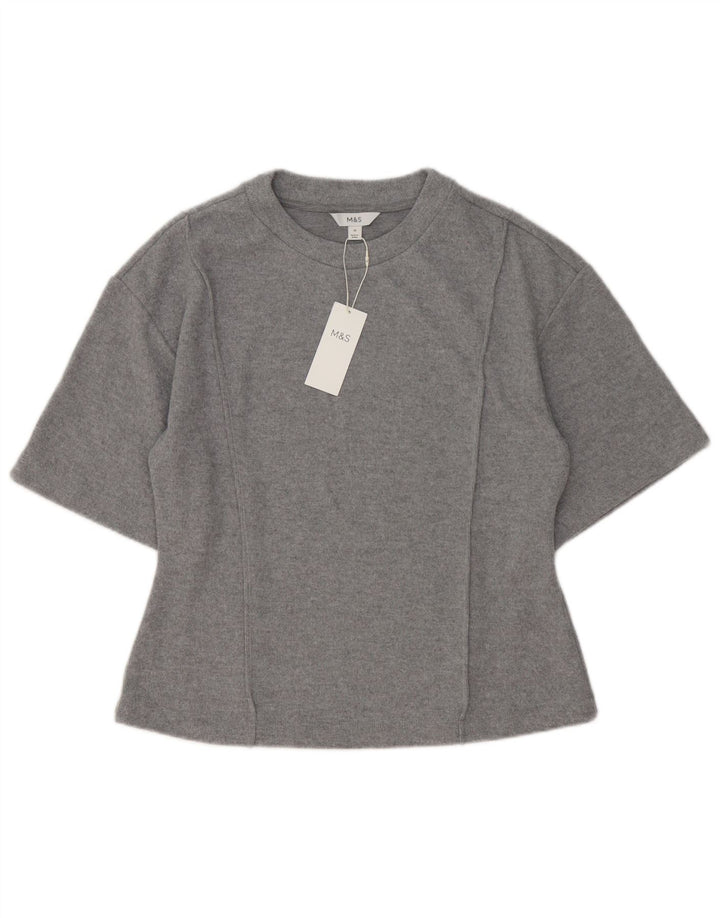 Marks & Spencer Damen T-Shirt Top UK 16 Large Grau Polyester
