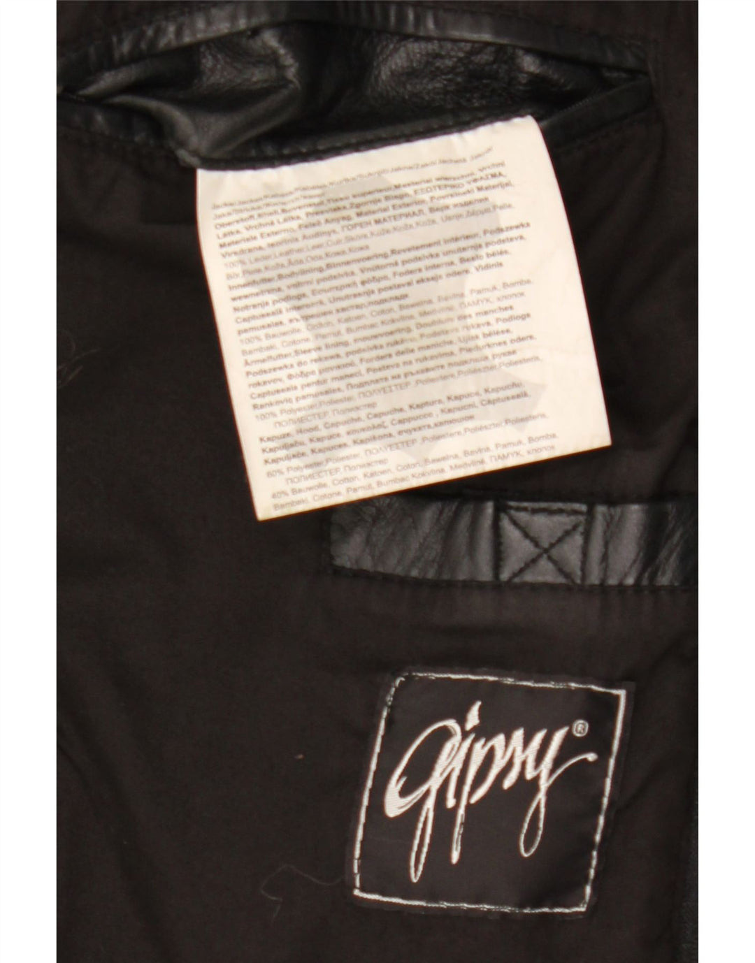 Gipsy Herren-Lederjacke, Größe 40, großes schwarzes Leder