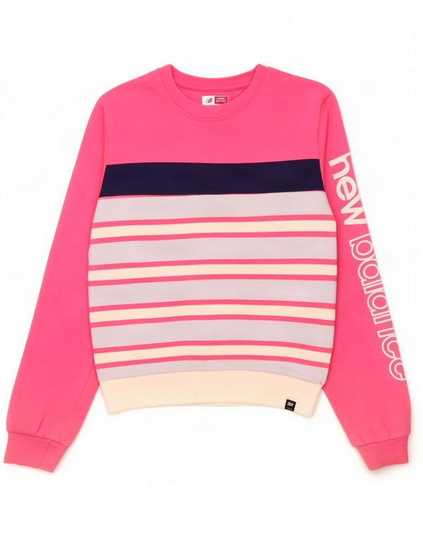 New Balance Mädchen-Sweatshirt mit Grafik, 14–15 Jahre, groß, rosa gestreift