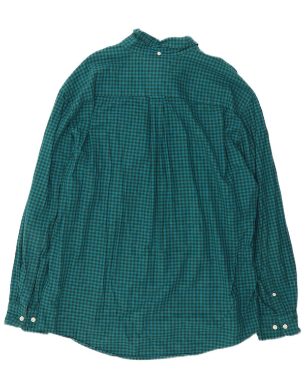 Tommy Hilfiger Herrenhemd 2XL, grüne Gingham-Baumwolle
