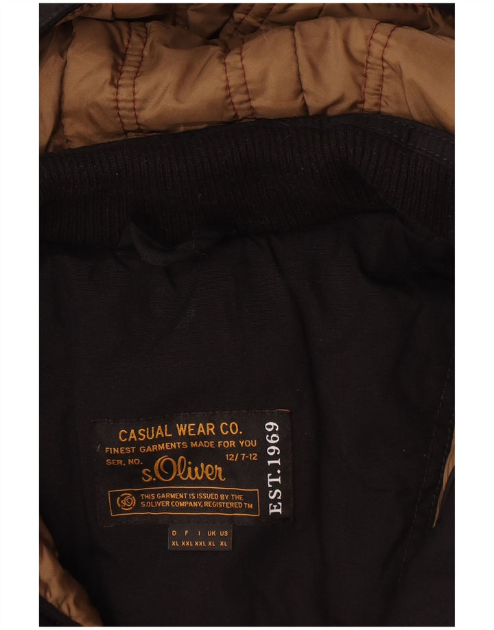 S.Oliver Herren-Jacke mit Kapuze, gepolstert, UK 42, XL, Schwarz, Polyester