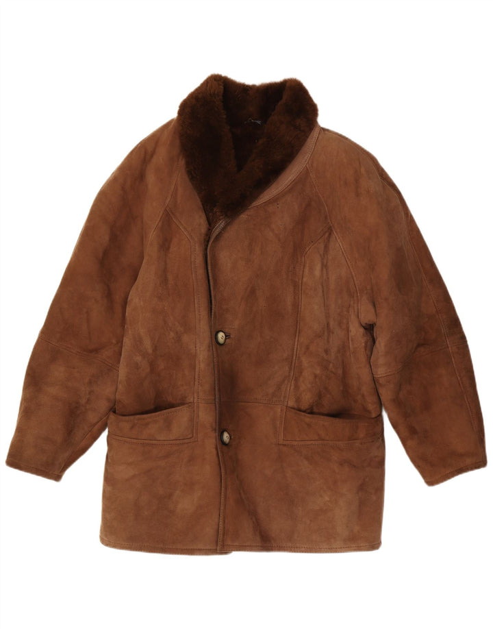 Vintage Herren Shearling Jacke IT 48 Mittelbraunes Shearling
