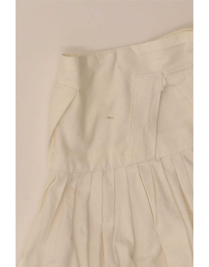 Vintage Damen Faltenrock IT 44 Medium W28 Weiße Baumwolle