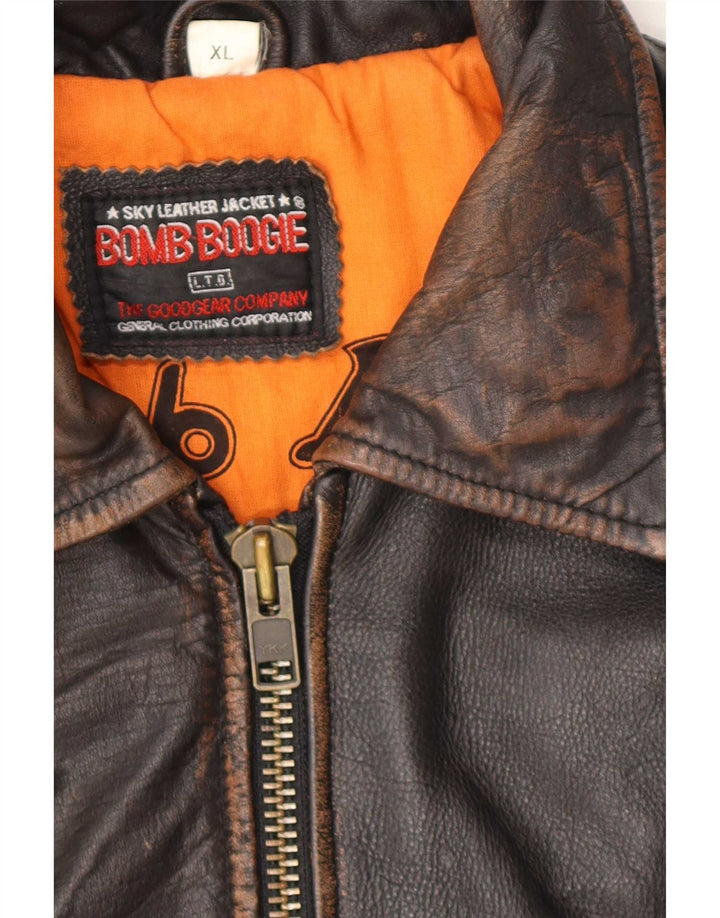 Bomboogie Herren Leder Bomberjacke UK 42 XL Braunes Leder