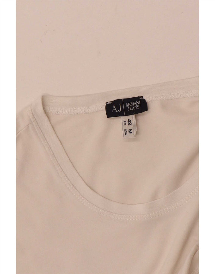 Armani Jeans Damen Top Langarm UK 12 Mittelweiß