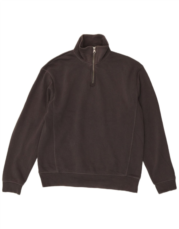 Zara Herren-Sweatshirt mit Reißverschluss am Hals, klein, grau, Polyester