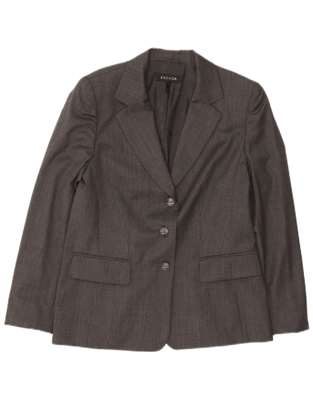 ESCADA Womens 3 Button Blazer Jacket UK 14 Medium Grey Wool