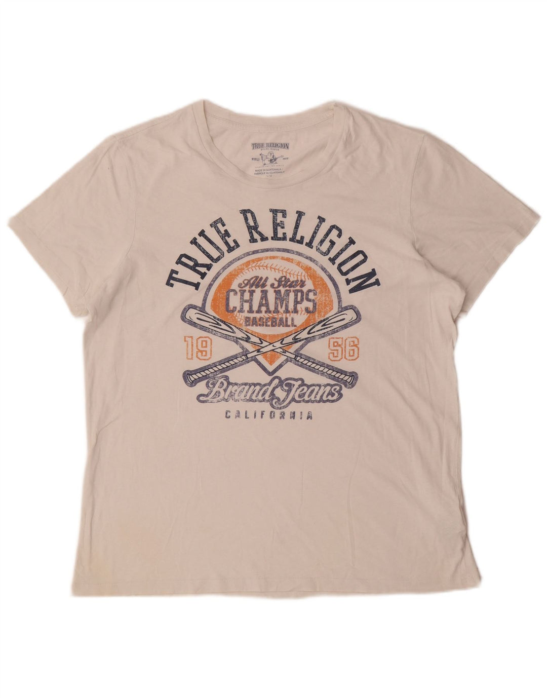 True Religion Herren-T-Shirt mit Grafik, Größe L, aus weißer Baumwolle