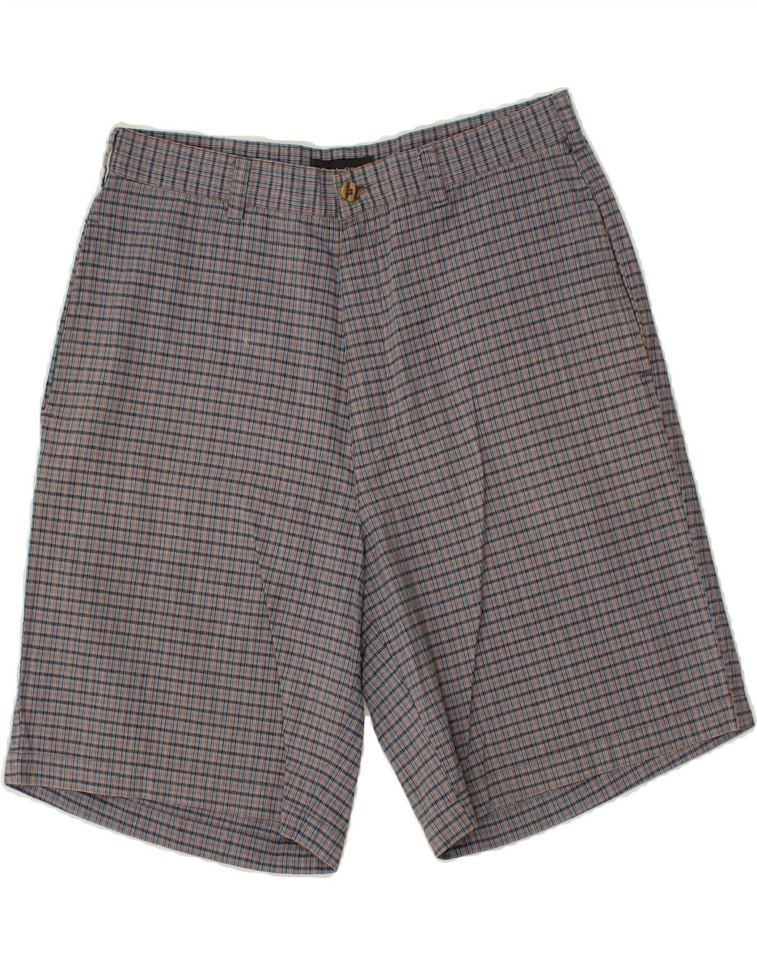 VINTAGE Herren Chino Shorts W32 Mittelgrau karierte Baumwolle
