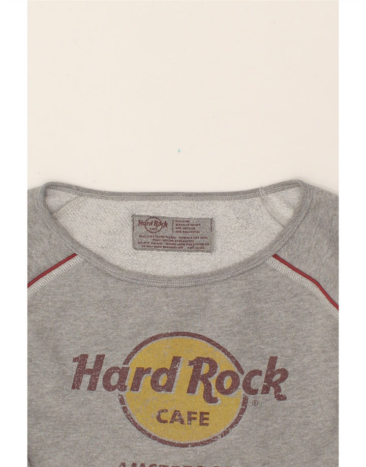 HARD ROCK CAFE Womens Amsterdam Sweatshirt Jumper UK 14 Medium Grey Cotton Vintage Hard Rock Cafe and Second-Hand Hard Rock Cafe from Messina Hembry 
