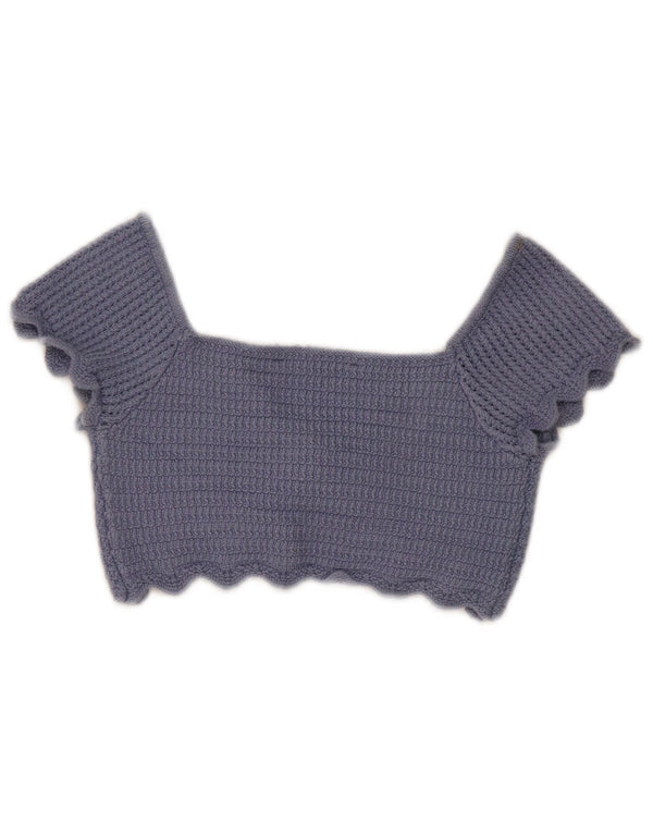 Zara Damen Strick-Crop-Top UK 8 Small Blau