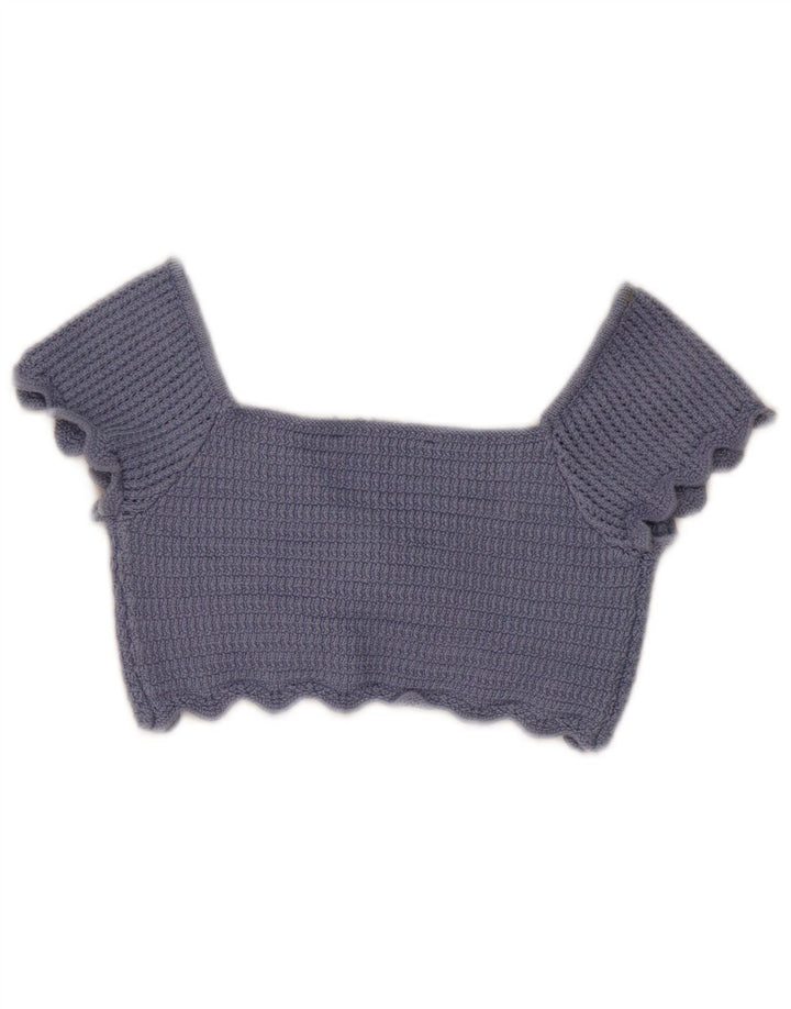 Zara Damen Strick-Crop-Top UK 8 Small Blau
