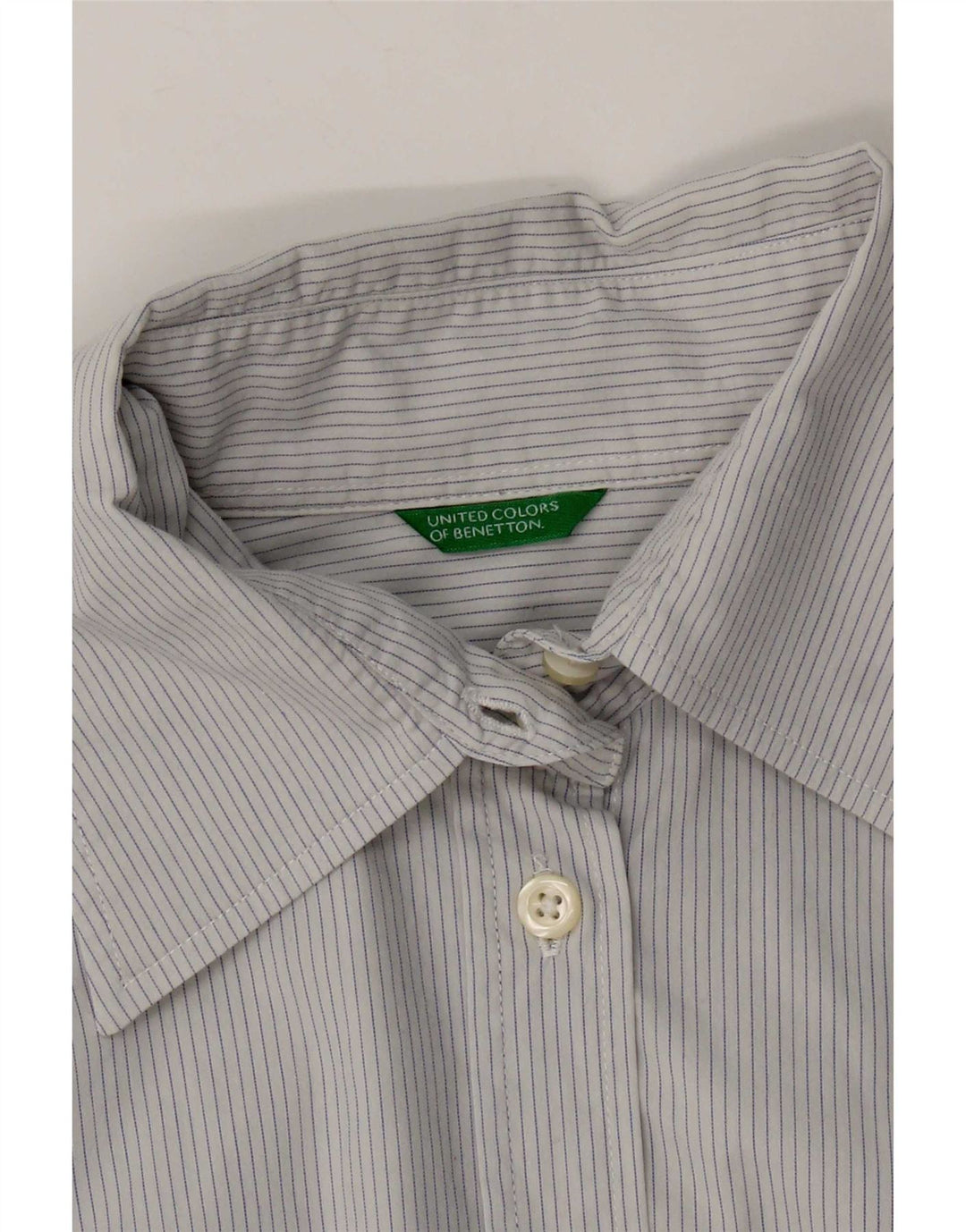 Benetton Formales Damenhemd UK 16 Large Blau gestreift