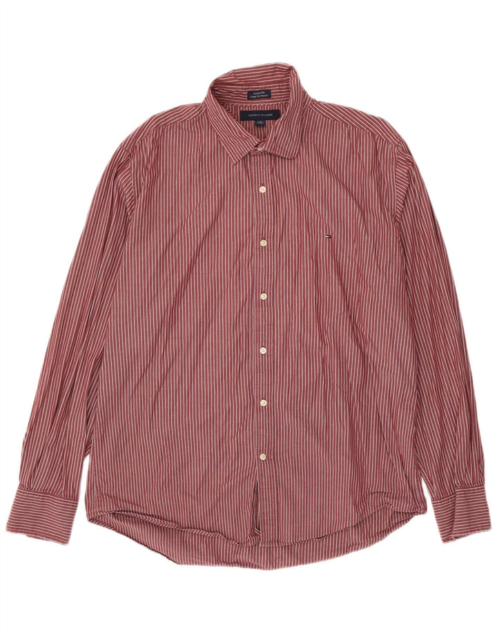 Tommy Hilfiger Herren-Hemd mit individueller Passform, großes rotes Nadelstreifenmuster