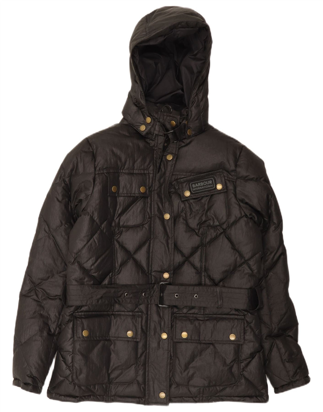 BARBOUR Wattierte Damenjacke mit Kapuze, UK 14, Größe L, Schwarz