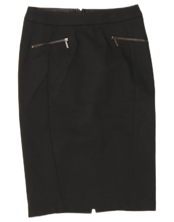 Marks & Spencer Damen Bleistiftrock UK 8 Small W26 Schwarze Viskose