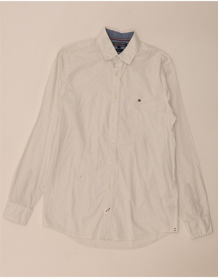 TOMMY HILFIGER Herren Slim Fit Hemd Mittelweiß gepunktete Baumwolle