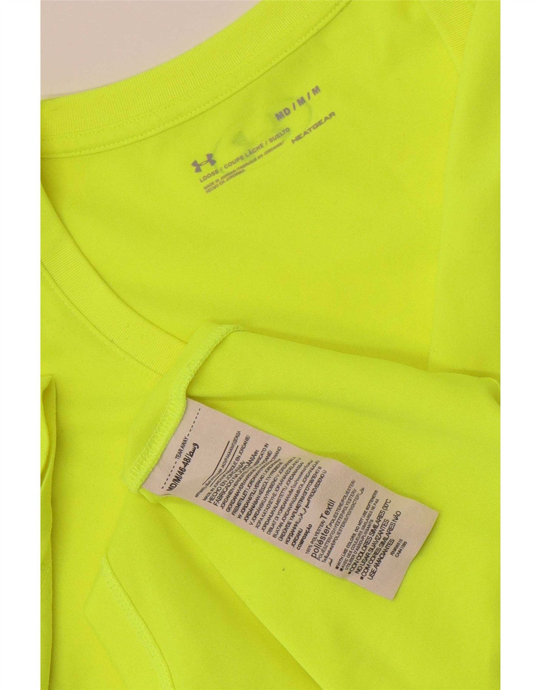 Under Armour Damen Heat Gear T-Shirt Top UK 12 Mittelgelbes Polyester