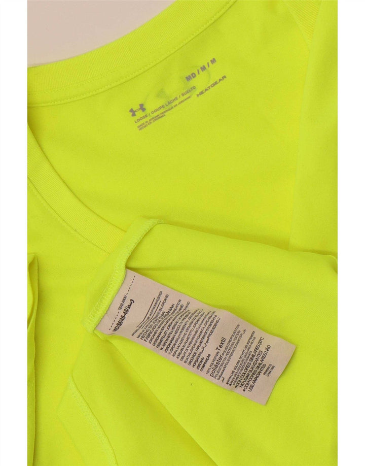 Under Armour Damen Heat Gear T-Shirt Top UK 12 Mittelgelbes Polyester