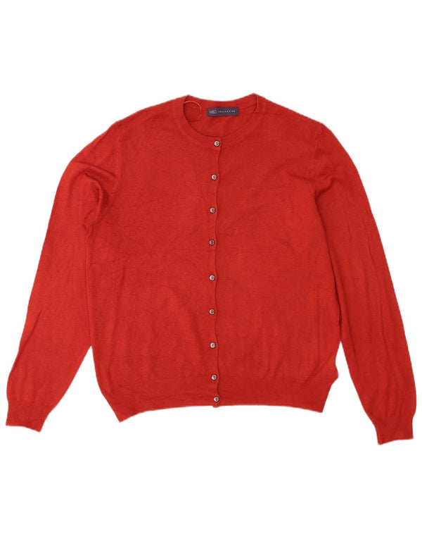 Marks & Spencer Damen Strickjacke Pullover UK 14 Große rote Viskose